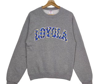 Y2K Loyola Sweatshirt Rundringad Sweatshirt Liten Vintage Chicago Tröja Grå S