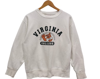 90s University of Virginia Crewneck Sweatshirt LargeVintage Virginia Cavaliers Sweater Jumper Pullover White Size L