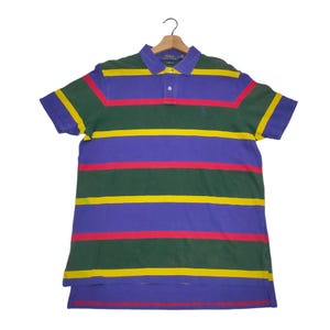 Polo Ralph Lauren , Vintage Ralph Lauren ,  Polo Shirt , Stripped Ralph Lauren  , Multicolor Shirt , Polo Pony , Blue Red Yellow Green, XL