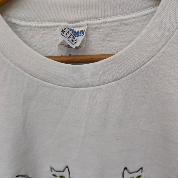 Y2K Kitten Sweatshirt X-Large Vintage Embroidery … - image 7