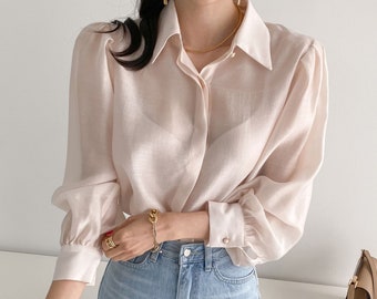 see through long sleeve blouse
