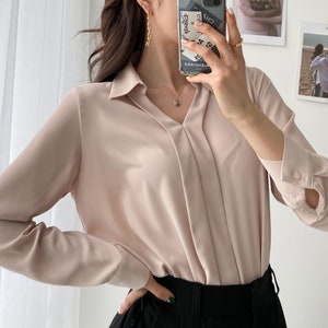 Women's Fashion Vneck Collar Blouse High Quality Spring | Etsy