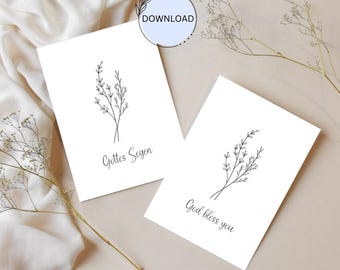 Card, postcard God's blessing / God bless you printable, Christian card, DIGITAL DOWNLOAD PDF