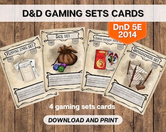 Cartas de equipamiento para juegos de DnD, Dungeons and Dragons imprimibles, equipo de aventuras de D&D 5E 2014, descarga instantánea