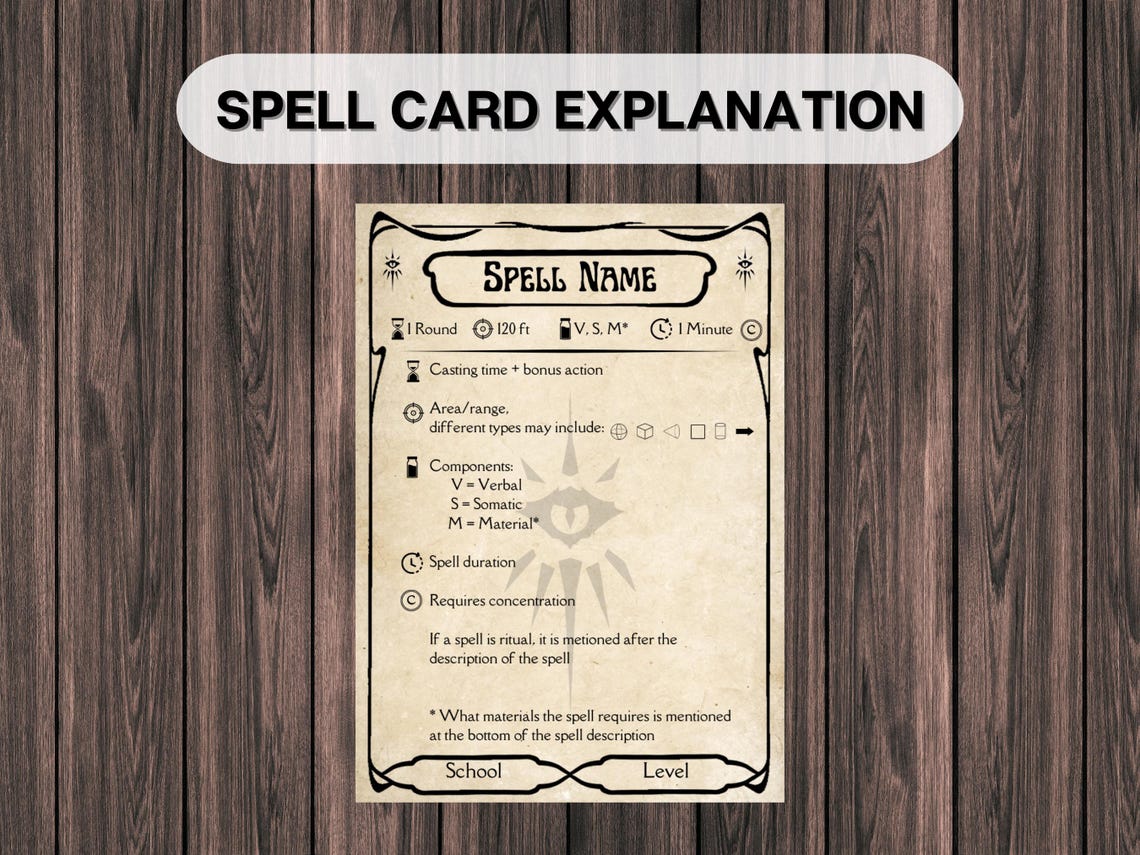 Dnd Warlock Spell Cards, Dungeons and Dragons Printable, D&D 5E 2014 ...