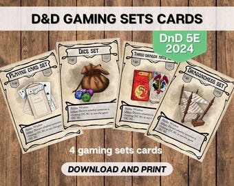 Cartas de equipo para D&D Gaming 5E 2024, imprimibles de Dungeons and Dragons, descarga instantánea de equipo de aventuras de D&D