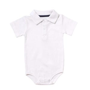 Baby Jungen Weißer Polo Strampler: Oster Outfit aus Baumwolle