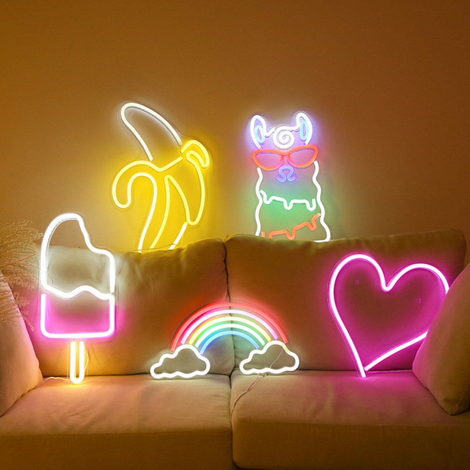Heart shape Neon light LED Light Wall Art Sign Lights Etsy
