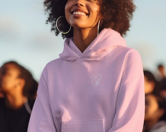 Valentine's Day Hoodie, Pocket Heart Hoodie, Heart Outline Hoodie, Cute Sweatshirt, Simple Heart Hoodie, Hearts Sweatshirt