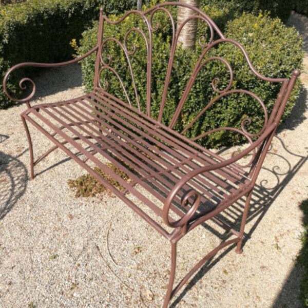 Banc de jardin Beatrice en métal Gartenko métal rouille décoration patine décoration de jardin