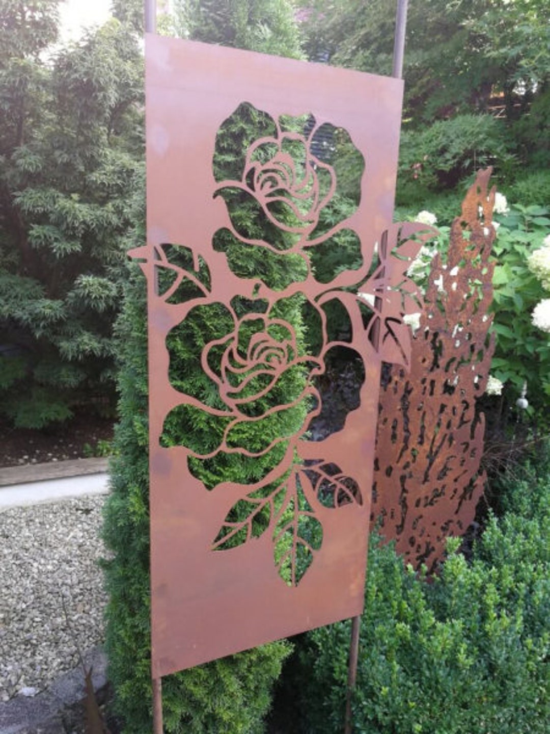 Stainless Rust Garden Sign Rose, Two-piece Garden Decoration Rust ...