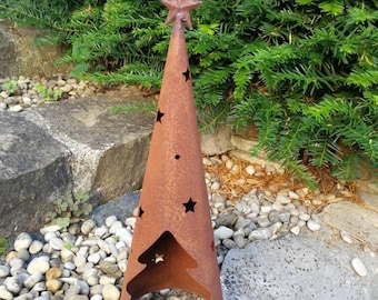 Kapaga, sfere da giardino in ruggine, per esterni, decorazione da giardino, vintage, da giardino, per candele, sfere per esterni, sfera esterna (ruggine, 33 cm