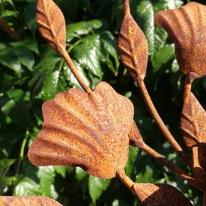 Gartenstecker Ginkgoblatt Aus Metall – Rustikale Rostoptik, Dekorativ Für Beet & Balkon