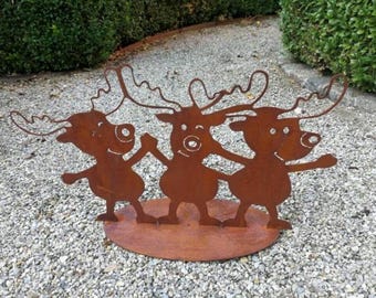 Famille d'élans Edelrost sur assiette décoration de jardin décoration en métal rouille décoration de jardin Edelrost