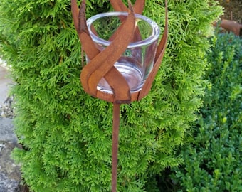 Rostikal Set van 10 roestdecoratie, vlam, patina, 5 cm groot, roestige