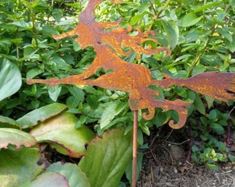 Edelrost Gartenstecker Hexen Halloween Magie hexe schwebt Edelrost Gartenstecker Hexen Halloween Magie hexe schwebt