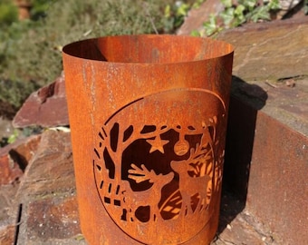 Fiamma Decorativa Arrugginita In Metallo 30 Cm - Candela Scultura Per Giardino E Arredamento - Colore Marrone Ruggine, Stile Industriale - 4