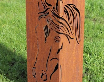 ❀ Pferdekopf Rost Wanddeko 46cm Pferd Silhouette Türdeko Metall Wandschmuck #55A 