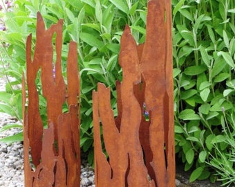 Edelrost Windlicht Fackel Treibholz 43 cm bis 55 cm Gartendeko Rost Gartendekoration Rostdeko Metall