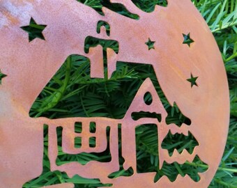 Decorazione Giardino Nonni In Metallo Arrugginito - Figura Ornamentale 17x25cm Per Esterni | Stile Vintage - Foto 3