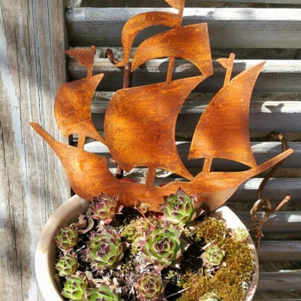 Roestvrij rooster driemaster voor het schroeven van Gartenko metalen roestdecoratie Roestvrij roest tuindecoratie