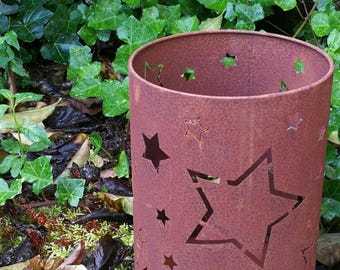 Fiamma Arrugginita In Metallo Per Decorazione Da Giardino - 30 Cm, Candela Decorativa In Ferro Con Patina Marrone Ruggine