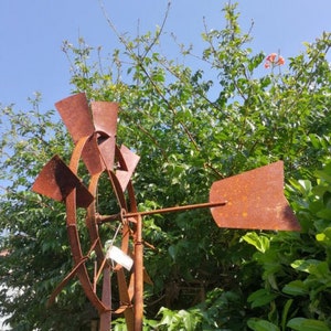 Patina windturbine windmolen tuindecoratie roest roest decoratie tuindecoratie