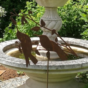 Lot De 4 Oiseaux En Métal Rouillé Pour Décorer Jardin, Terrasse Ou Balcon - Décoration Extérieure Vintage, Facile à Installer