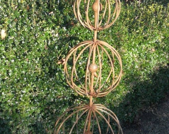 Treillis patiné 3 boules décoration de jardin panier végétal plantes fleurs