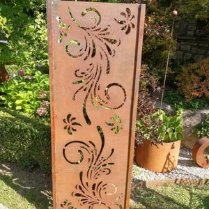 Patina garden stele double tendril Elder mirrored garden decoration rust metal rust decoration