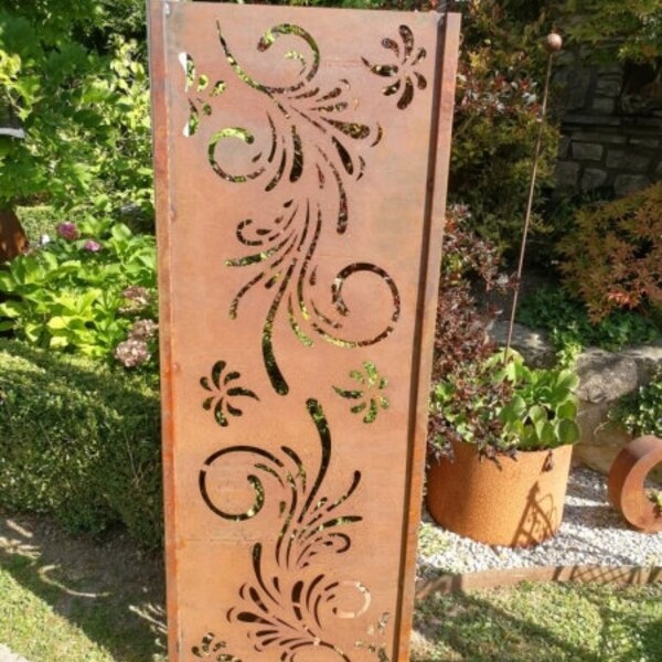 Patine stèle de jardin double vrille aîné miroir décoration de jardin rouille métal rouille décoration