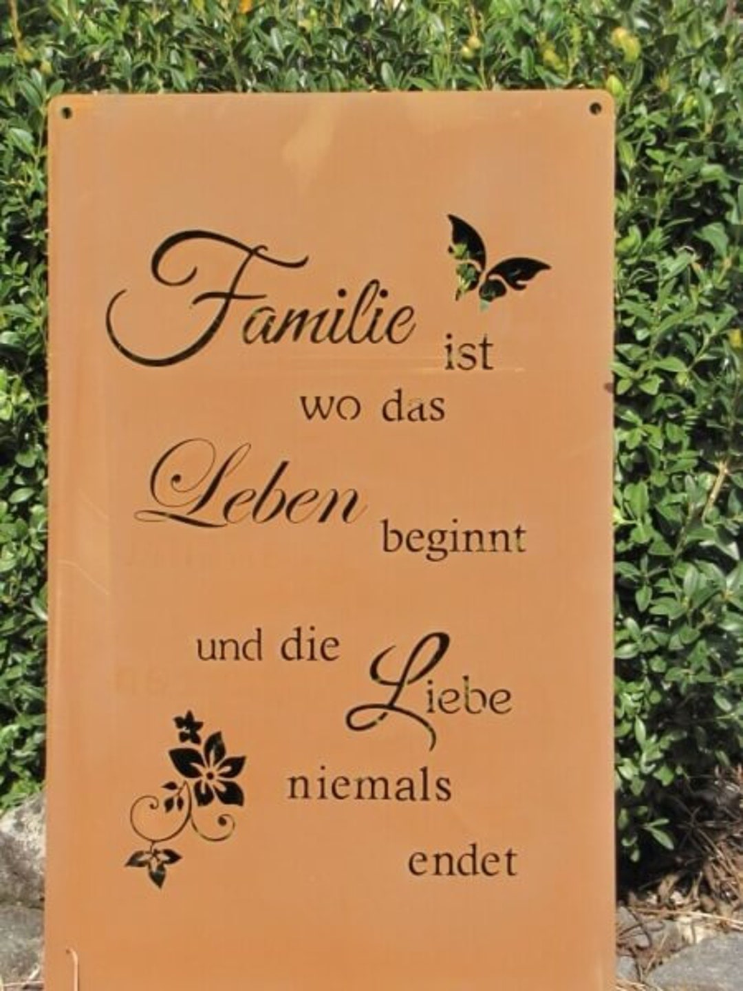 Edelrost Gedichttafel Familie, Leben, Liebe, 40 cm Rostschild