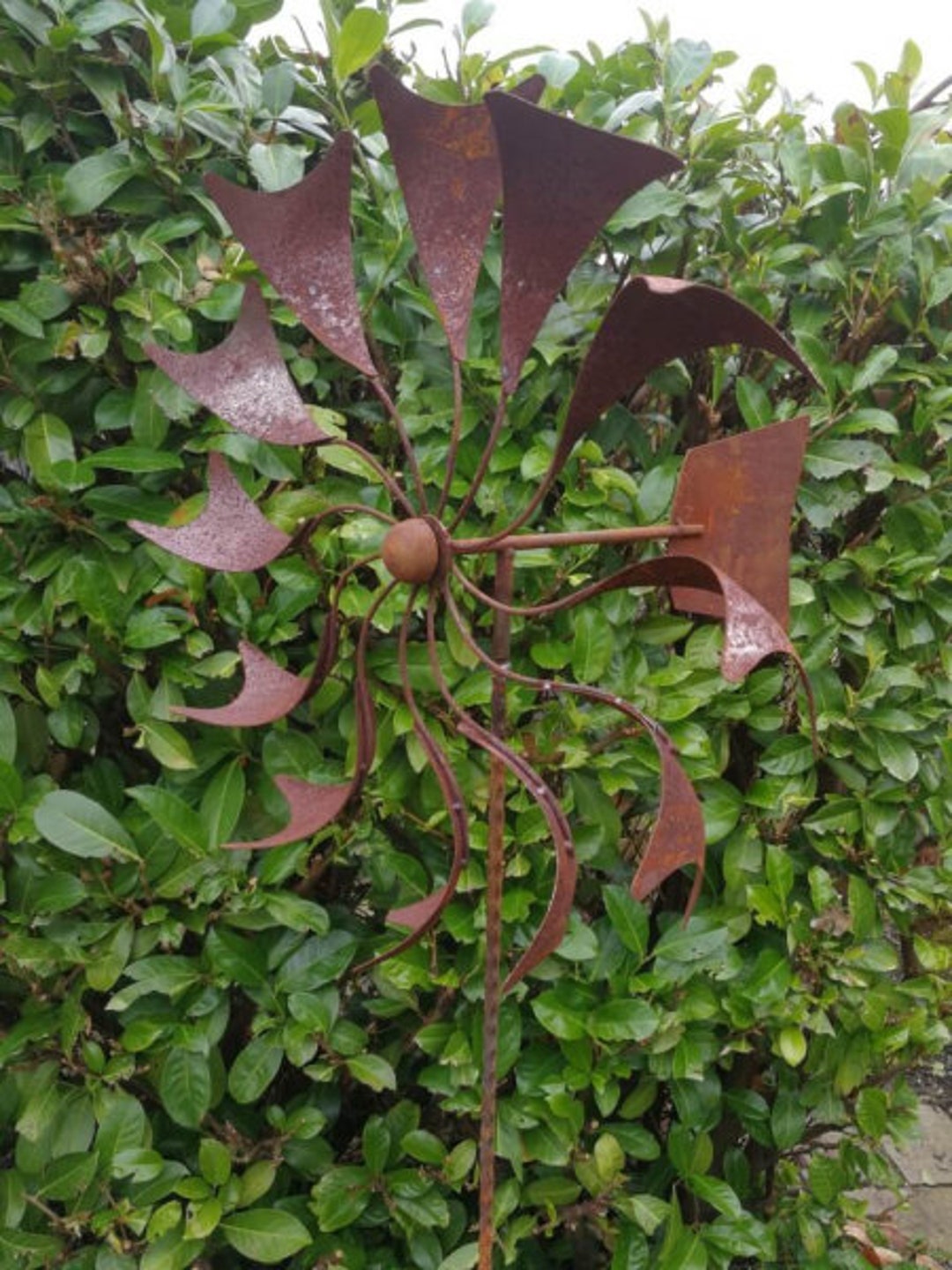 5 Gartenstäbe Aus Metall - Rostoptik Deko | Wetterfeste Gartendeko Mit Farn-Motiv