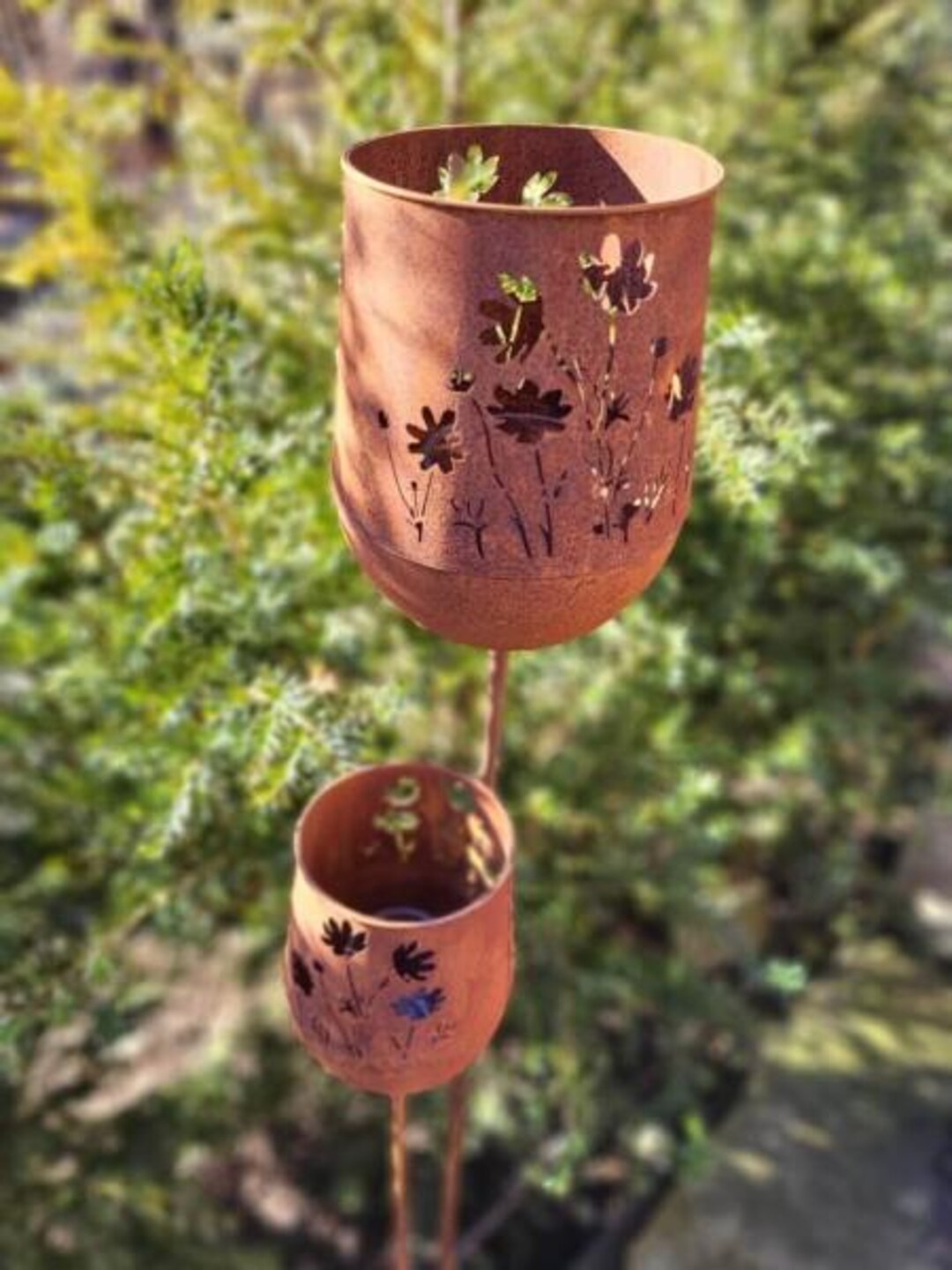 D&L Lasertec Edelrost - Decorazione da giardino con asta a forma di pesce
