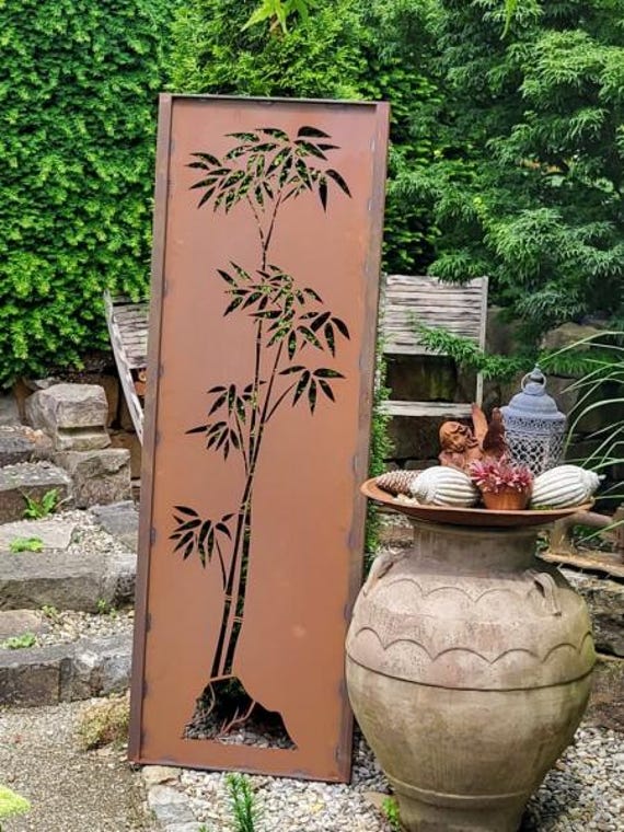 Paravento Da Giardino Ruggine 162x53cm Frangivista Metallico Decorativo