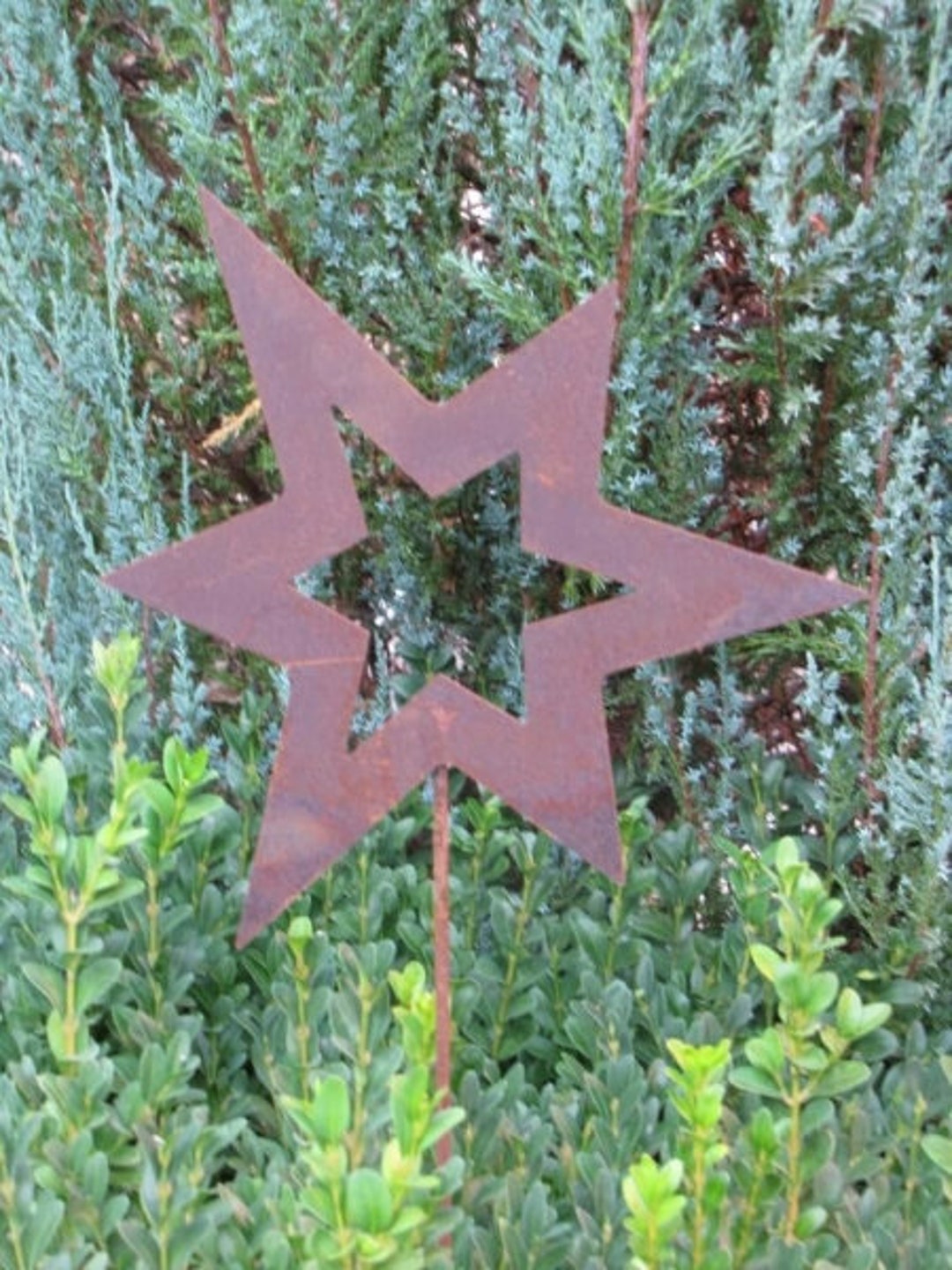 Edelrost Gartenstecker Stern asymmetrisch offen, groß Gartendeko Rost