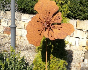 Patina turbina eolica fiore grande bastone da giardino traliccio decorazione da giardino paletto da giardino in metallo ruggine