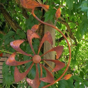 Edelrost Windrad Mandala, doppelt Gartendeko Rost Gartendekoration Rostdeko Metall