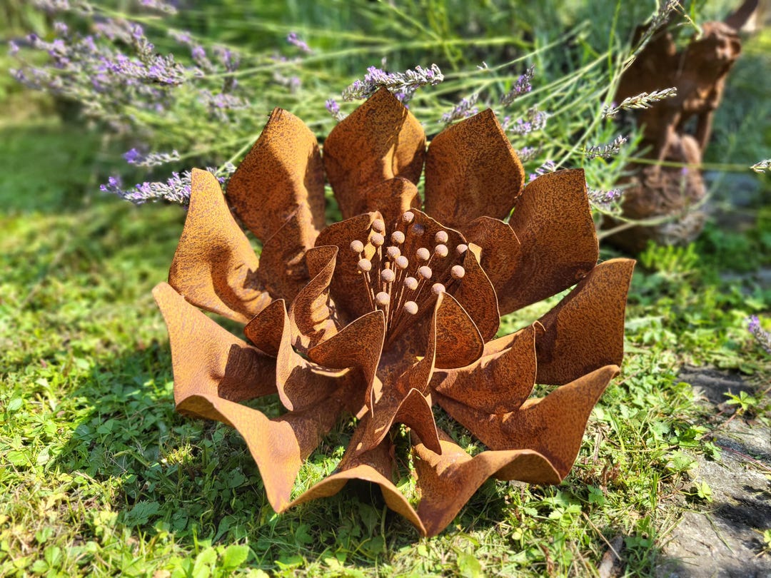 Rusty Metal Flower Daphne, Rust Flower, Metal Flower, Garden Decoration ...