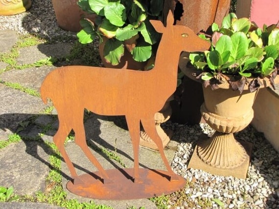 Edelrost Reh stehend Gartendeko Tierfigur Rosttier Etsy.de
