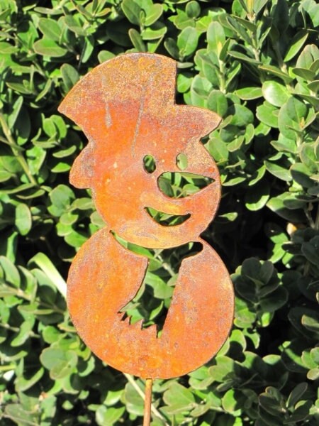 Schneemann Weihnachtsdeko Aus Cortenstahl – Gartenstecker 45 Cm, Edelrost, Wetterfest, Made In Germany