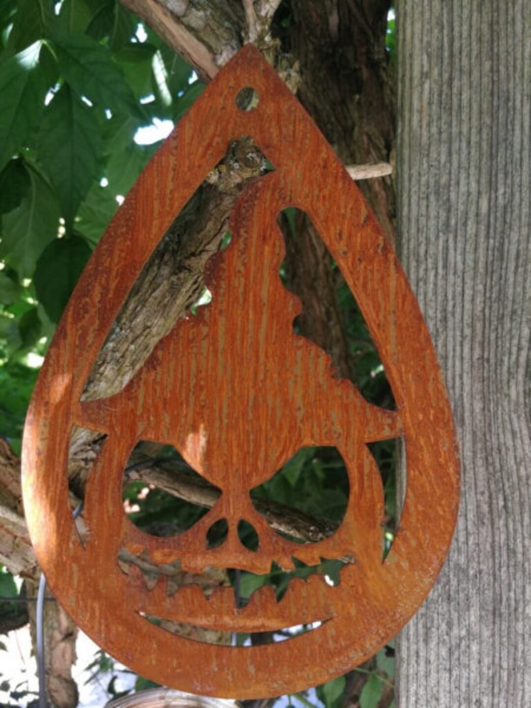 Patina Halloween Hanger Pumpkin Wodosh Teardrop Shape Garden Etsy