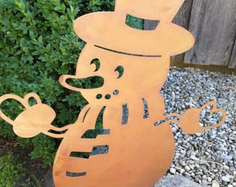 Bonhomme de neige patiné Gustaffson décoration de jardin métal rouille décoration rouille décoration métal