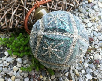 Pallina per albero di Natale Maila, verde smeraldo, stella oro glitter Pallina per albero di Natale Pallina di vetro Natale Pallina di Natale