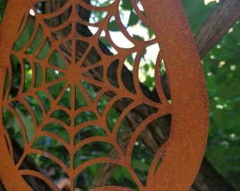 Gartenstecker Mit Spinnennetz – Gruselige Halloween-Deko Aus Edelrost, Ca. 115 Cm Hoch