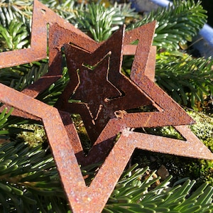 Patina ster om te draaien 13 cm tuindecoratie metaal roestdecoratie patina tuindecoratie