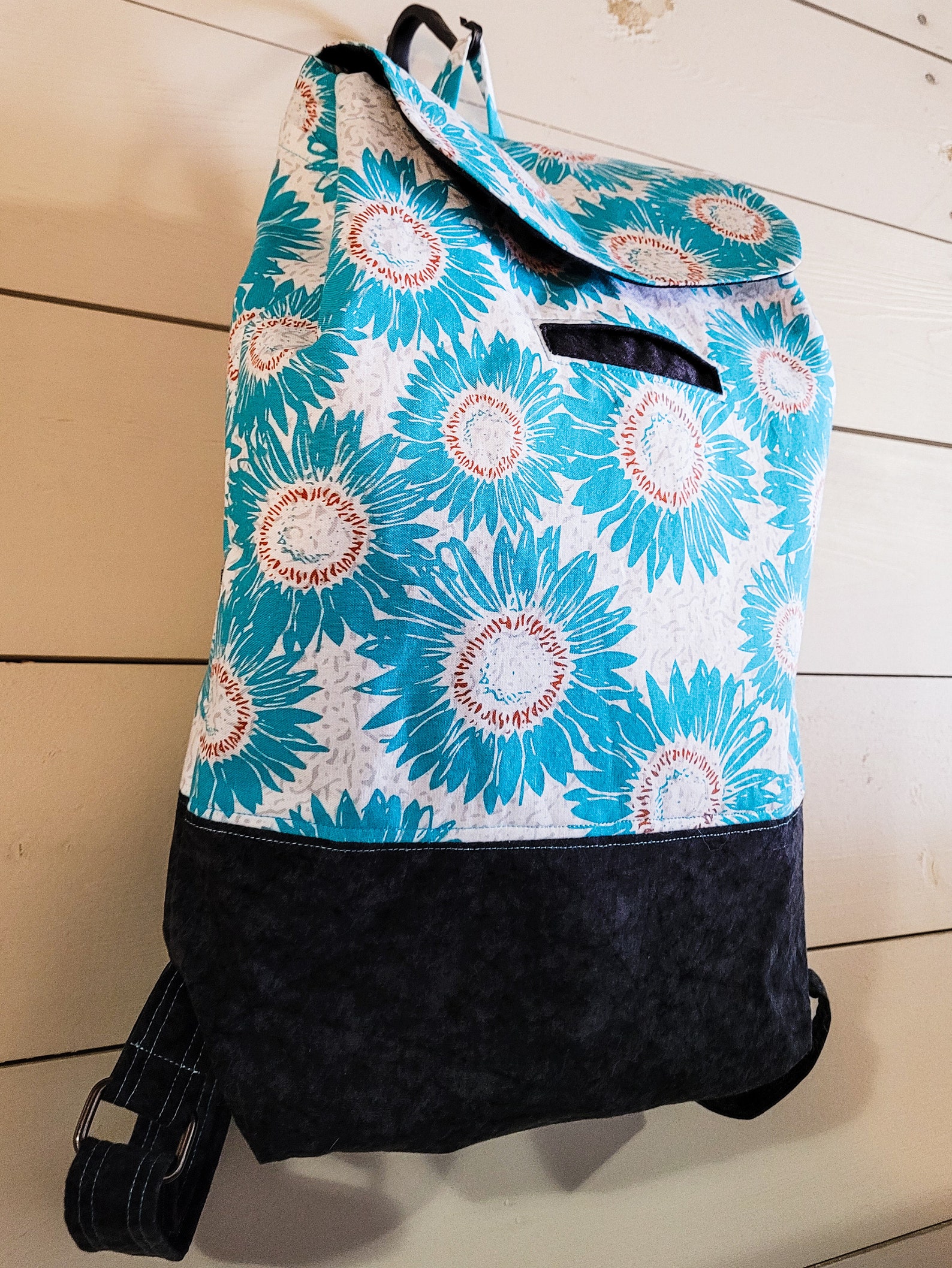 teal backpack purse