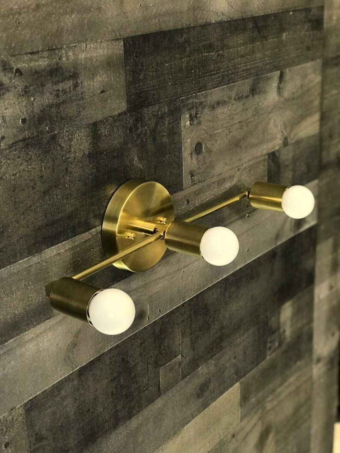 Vintage Charm Brass Antique Wall Lamp 3 Bulb Mid Century Modern Wall