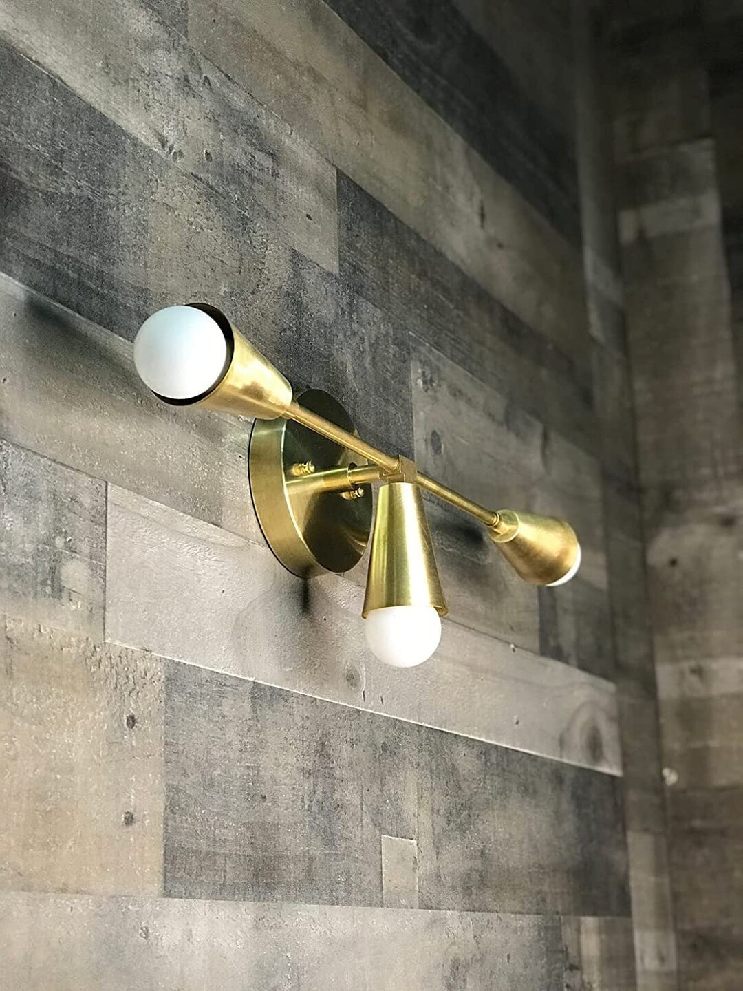 3light Brushed Gold Wall Sconce Modern Bathroom Vanity Etsy