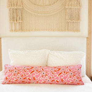 Groovy Lumbar Pillow Cover | Retro Floral Pillow | Modern Home Decor | Decorative Cotton Pillow Cover | Handmade Home Decor